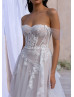 Sweetheart Neck Ivory Lace Tulle High Slit Sexy Wedding Dress